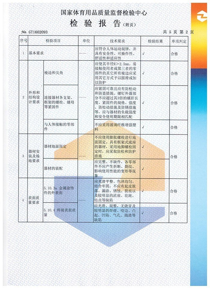 雙杠檢驗報告